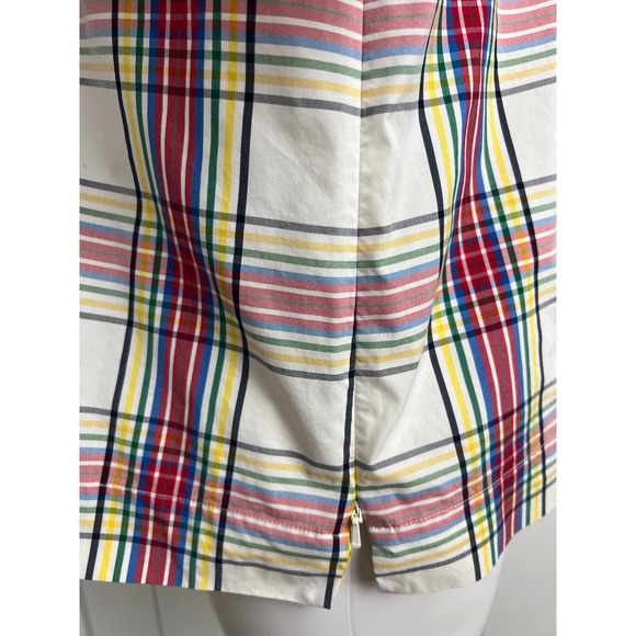 Talbots Short Sleeve Ruffle Top Cream Plaid Size LP - Picture 6 of 12